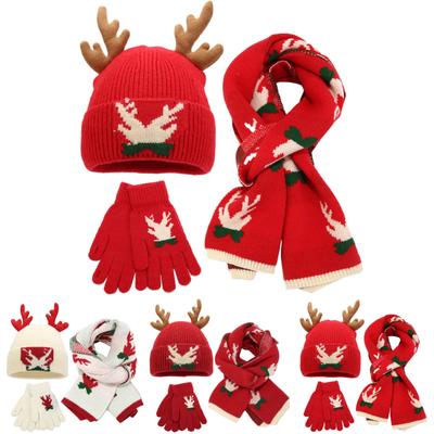 Damen Wintermode Kälteschutz Mütze Set Mütze Schal Handschuhe Dreiteiliges Set