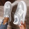 Fashion Spring New Thick Sole Women's Vulcanize Shoes Casual Womens Lace-Up White Flats Shoes Comfortable Wear-Resistant Ladies Sneakers