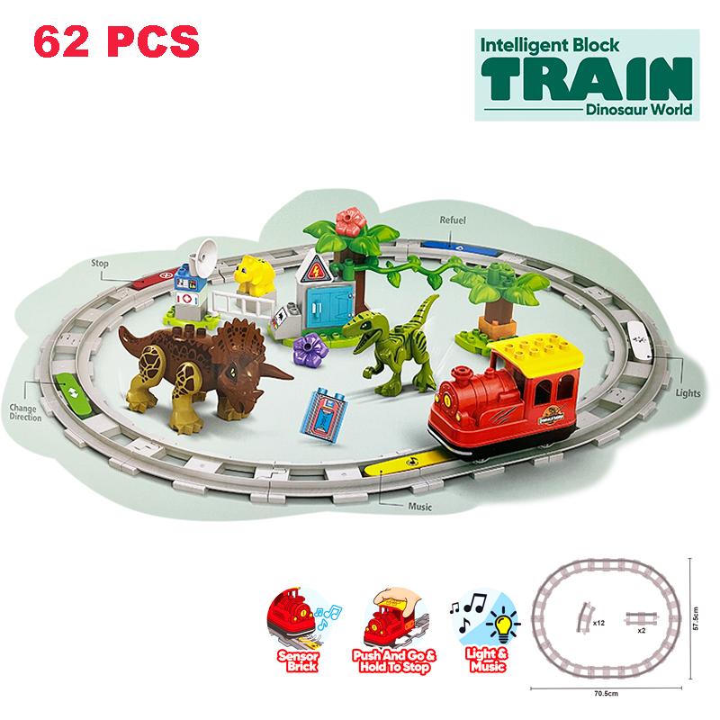 Non-Toxic Rail Transport Big Size Building Blocks Creative Track Accessories Assemble Toys For Children Bricks Compatible City Train Set