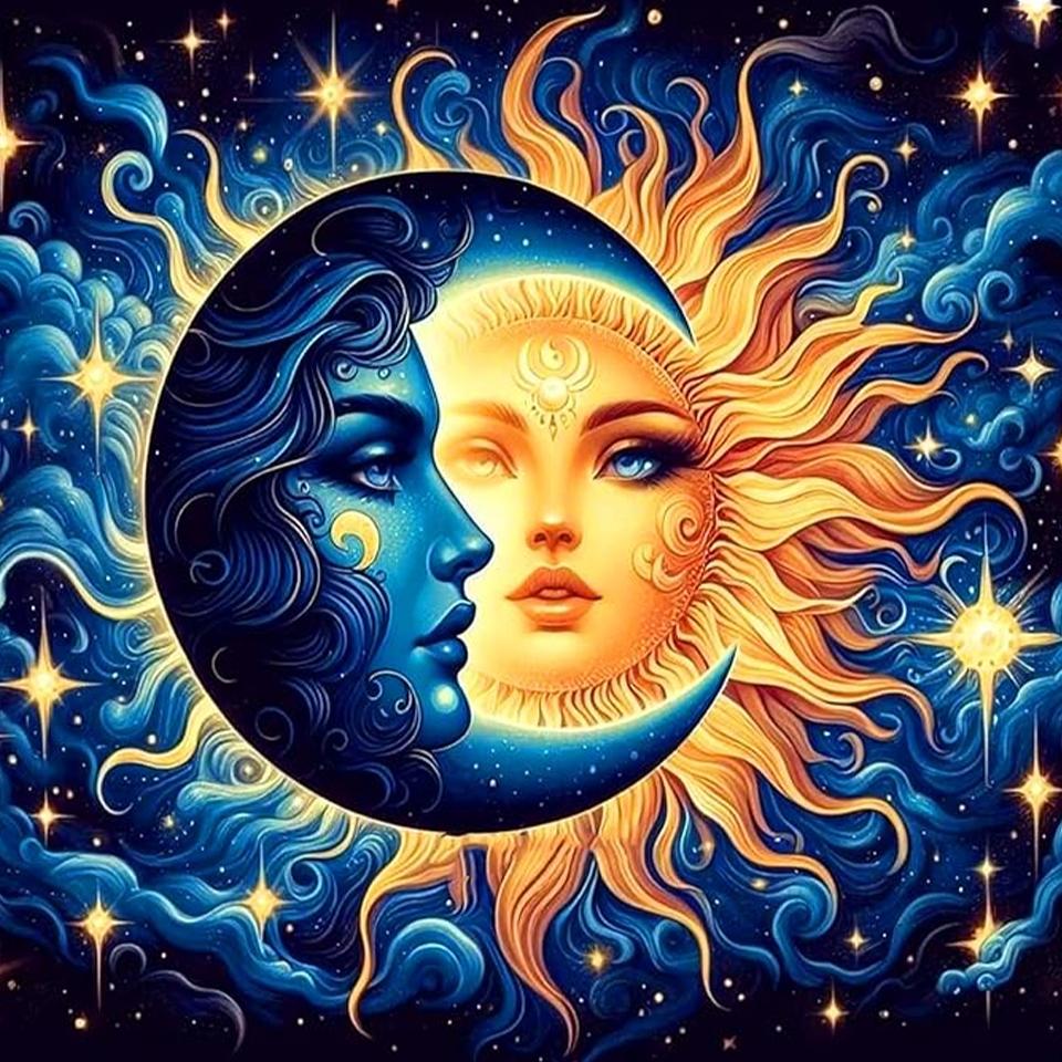 DIY Sun and Moon 5D Alien Diamond Art Set Suitable for Beginners Diamond Art Painting Set Suitable for Home Wall Decoration