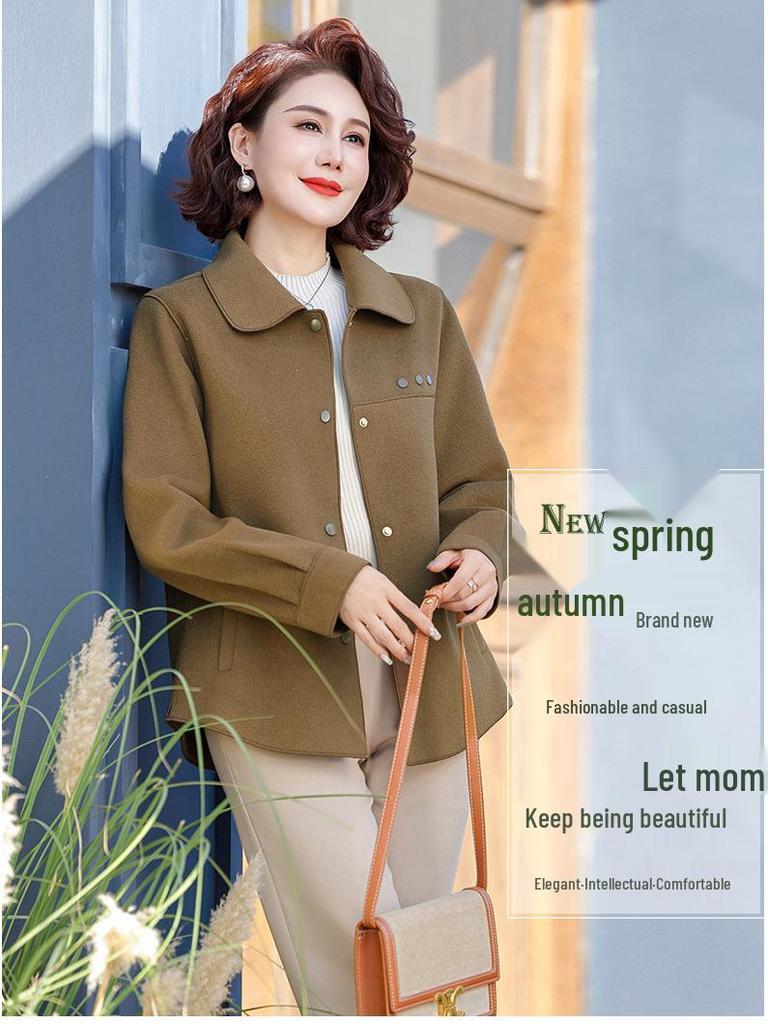 2025 Spring Woolen Coat for Middle-Aged Women - Stylish Short Top for Moms In Their 40s and 50s