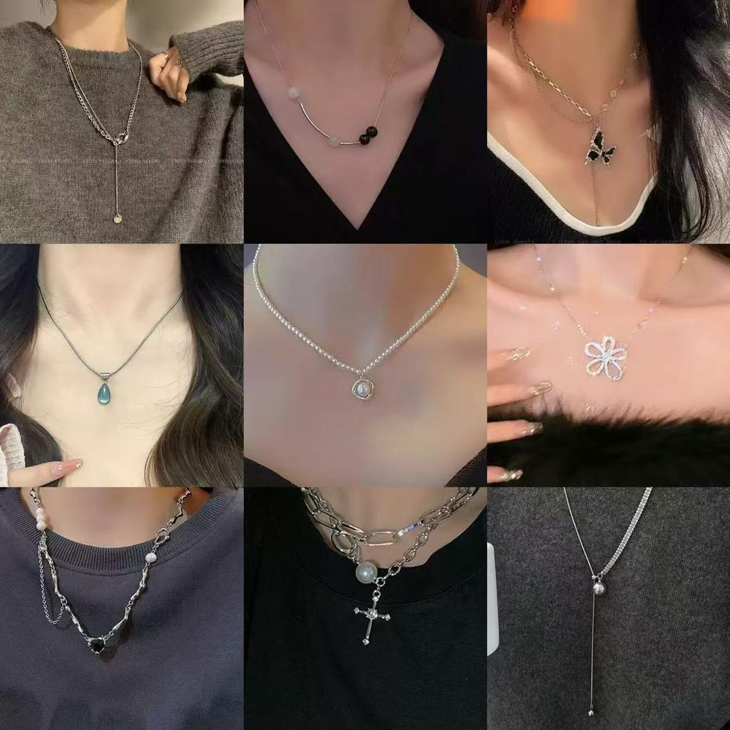 Simple pearl necklace women's zircon pendant clavicle chain new light luxury niche high-end neck chain