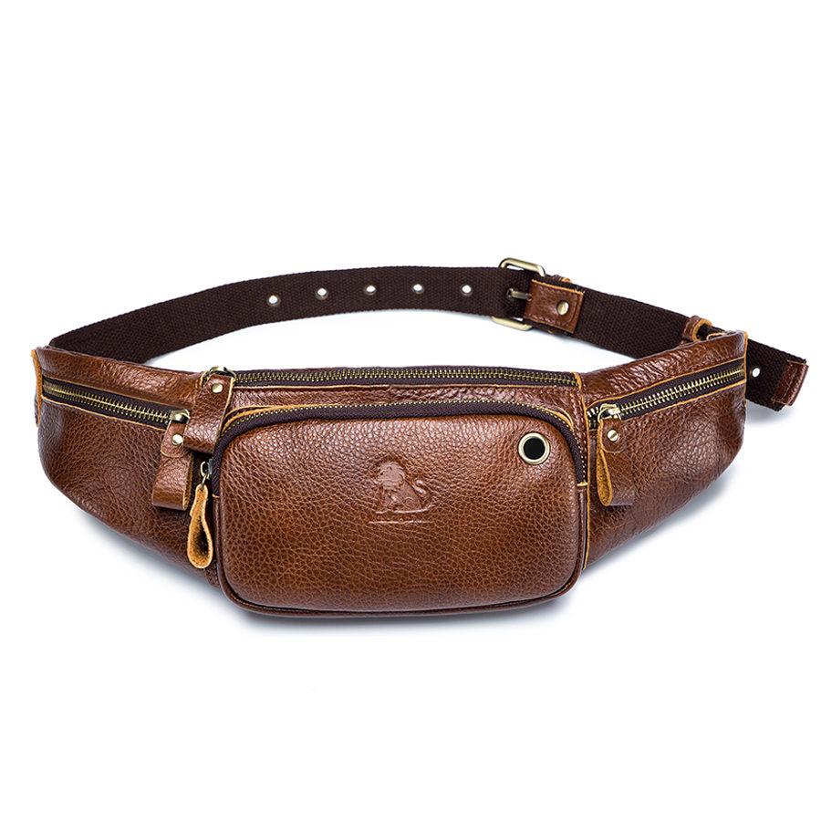 LAOSHIZI Genuine Leather Chest Bag for Men Casual Messenger Bags Fashion Men's Chest Pack Large Capacity Business Bag's