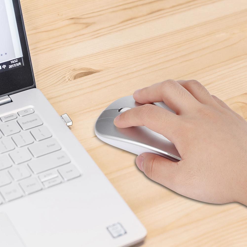 HXSJ M80 2,4G Ergonomická bezdrôtová nabíjateľná tichá myš s USB prijímačom (Strieborná)
