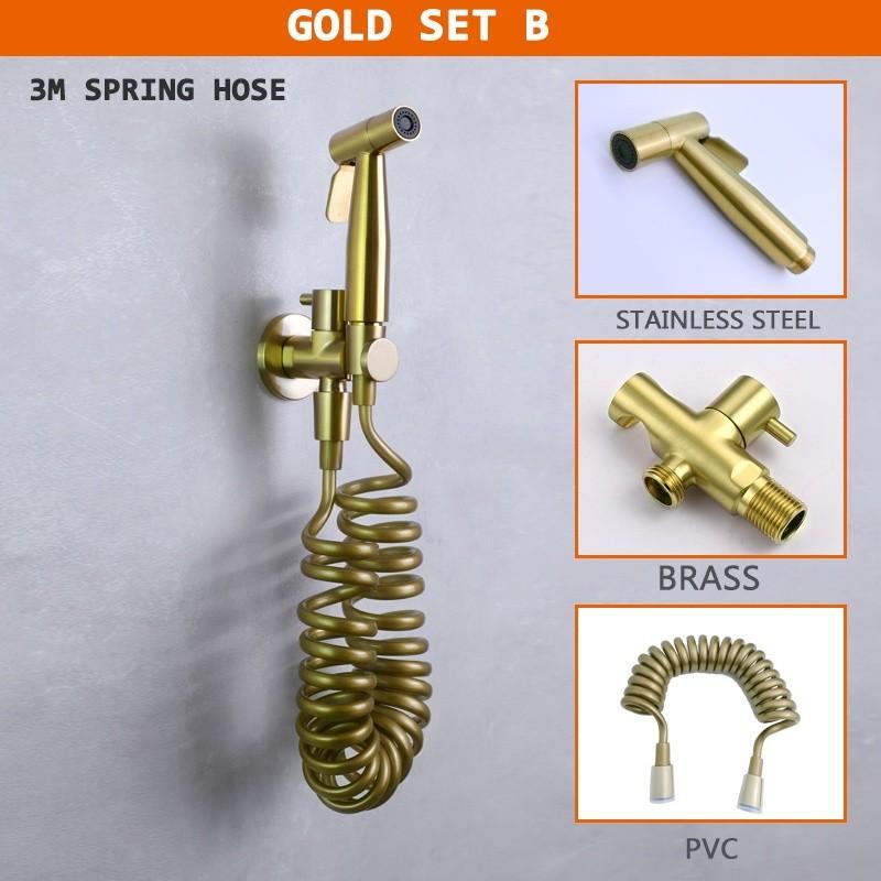 Household Bidet Sprayer Set Stainless Steel Sprayer Matt Black Gold Toilet Partner Brass Cold Valve Metal Grey Gloss Chrome