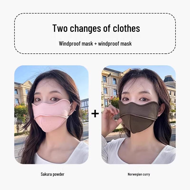 Women's Windproof & Coldproof Warm Mask - Autumn/Winter, Small Face Design, Eye Corner Protection, New Anti-UV Style.