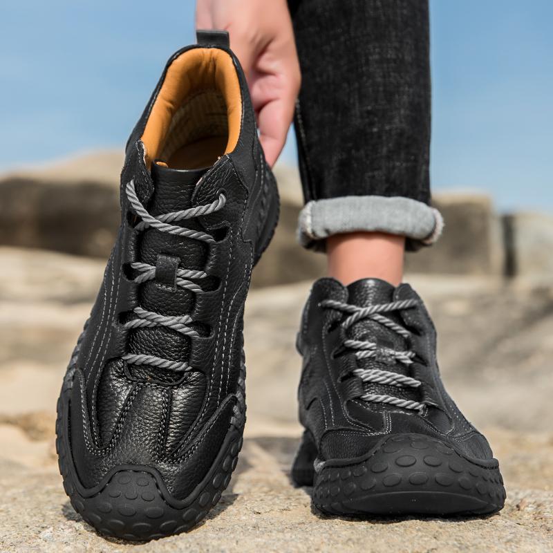 Men's High-top Hiking Boots Casual Sneakers Handmade Leather Shoes 39-46