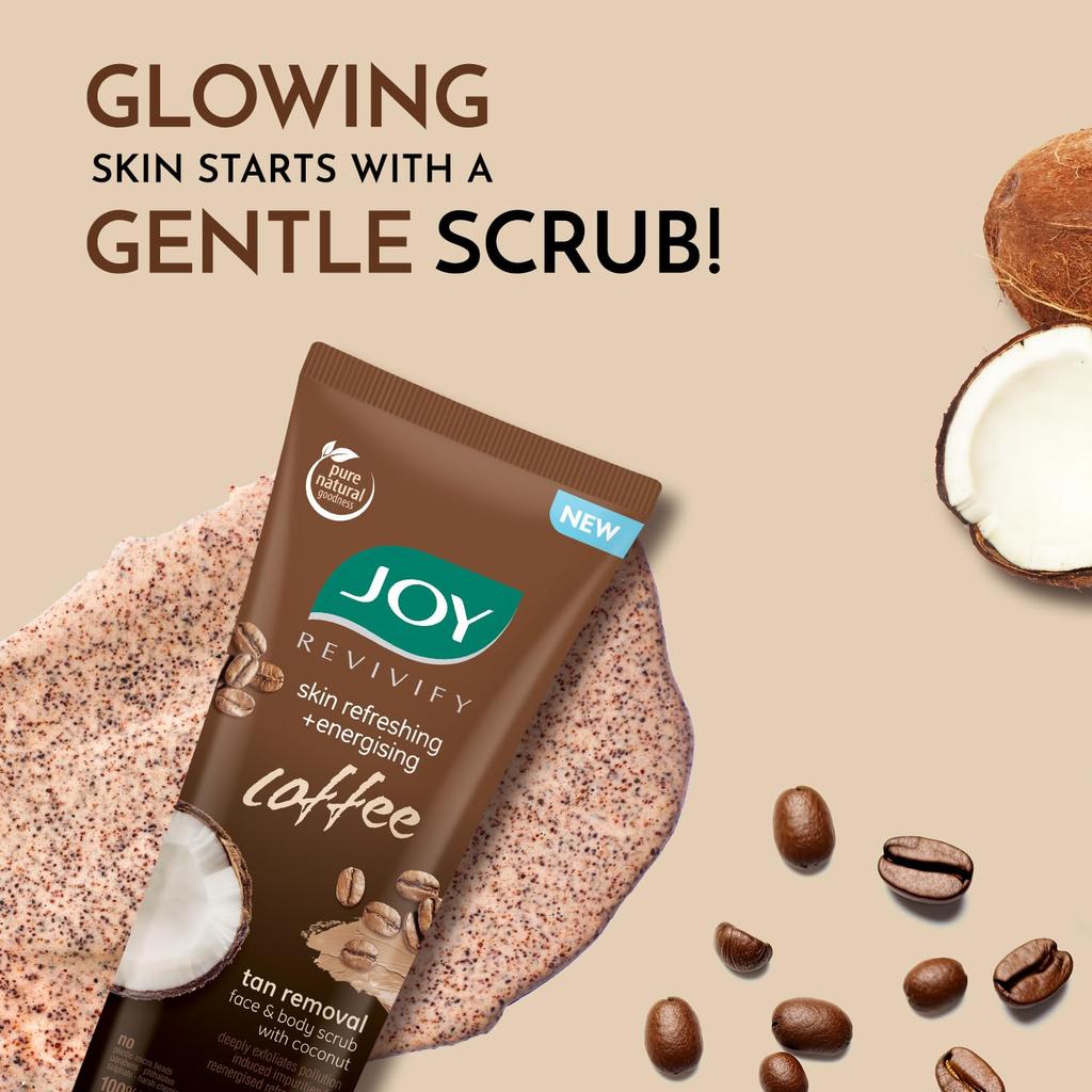 JOY Exfoliating Coffee Face And Body Scrub 200gm Pack Of 1 | Deeply Cleanses, Refreshes And Energizes Skin
