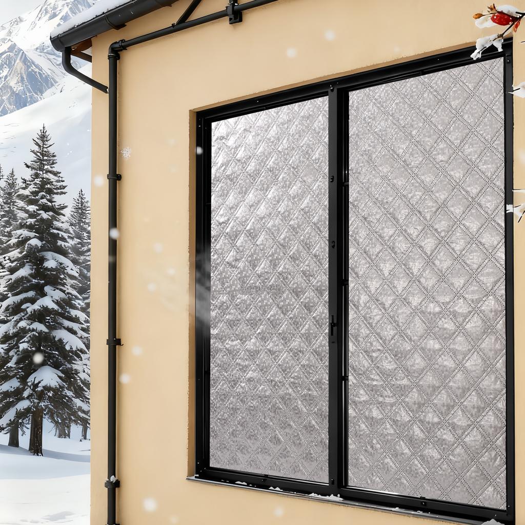 Winter-Thermo-Vorhänge mit Isolationswatte, Kälteschutz-Fensterisolierfolie, Verdickte schallisolierende und lichtundurchlässige Vorhänge