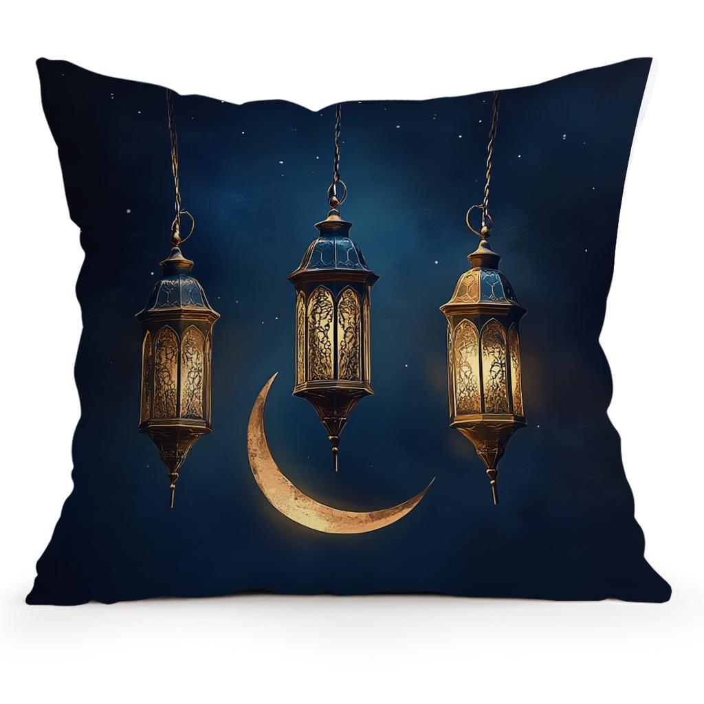 Ramadan Moon Lantern Decoration Pillowcase Bedroom Sofa Cushion Cover 100% Polyester Living Room Cushion Pillowcase Home Decor