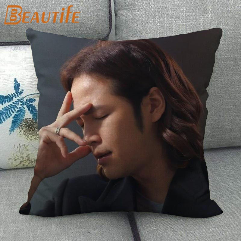 Custom Jang Keun Suk HOT KPOP Pillowcase 45X45cm Wedding Decorative Eco-Friendly Cotton Linen Fabric Pillow Case