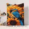 1PC Bluebird, Sunflower Blanket - Soft Warm All-Season Throw for Sofa, Bed, Car, Office, Throw For Sofa yy250916104