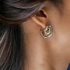 Stainless Steel Mixed Color Geometry Earrings Silver Gold Tone Oval 18K Gold Plated Waterproof Jewelry Women's Creative Earrings