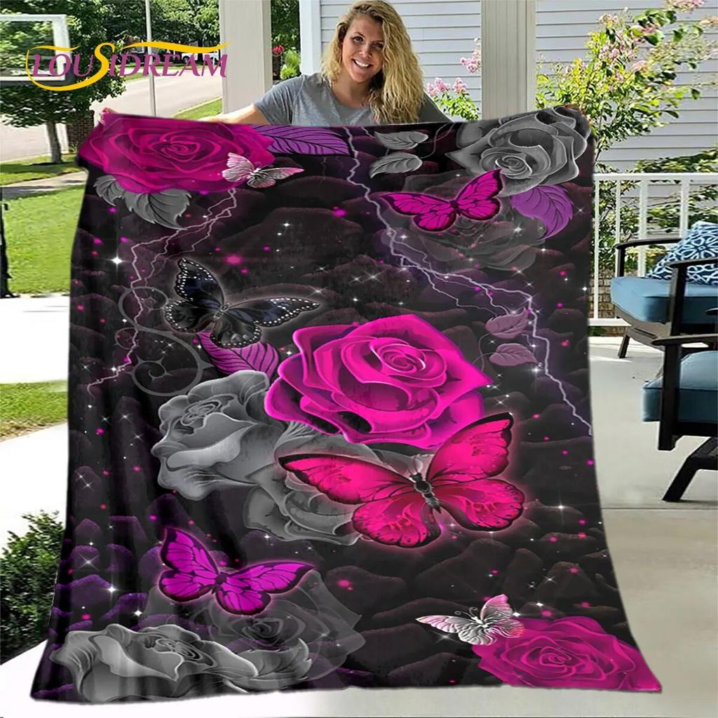 Newest 3D Rose Flower Sunflower Blanket,Flannel Blanket Throw Blanket,Sherpa Warm Blanket for Living Room Bedroom Beds Sofa Gift