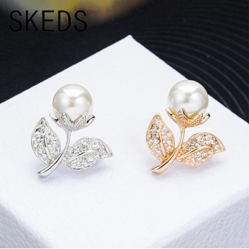 SKEDS New Arrival 2023 Exquisite Pearl Flower Pearl Brooches Pins For Women Girls Elegant Delicate Small Size Plant Corsage Gift