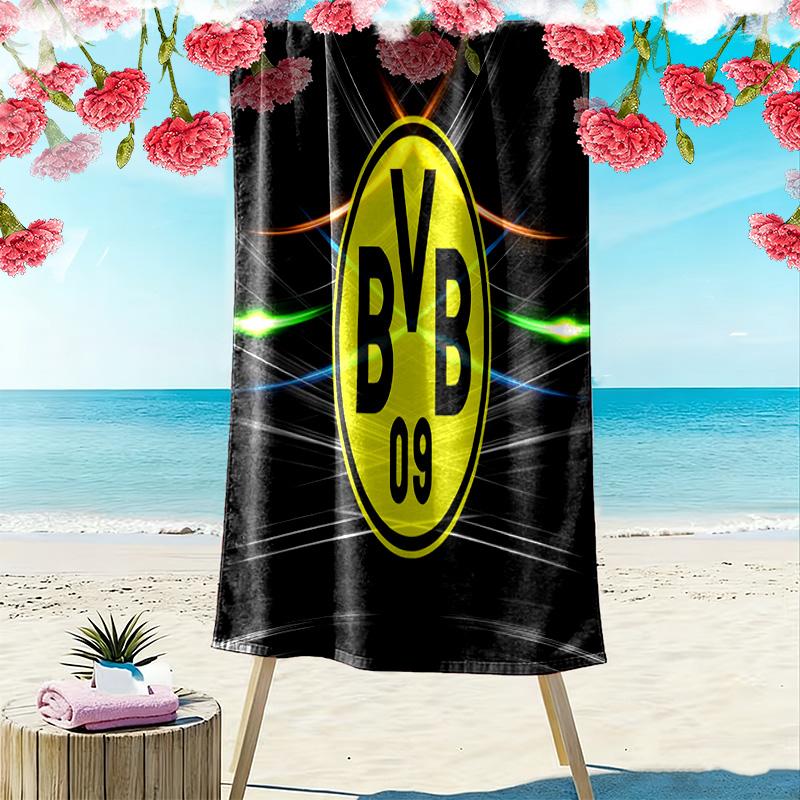 Vibrant BVB Logo Dynamic Background Beach Towel Outdoor Camping Beach Towel for Vacation Photos Quickdrying Swim Towel Swim Seaside Beach Comfort