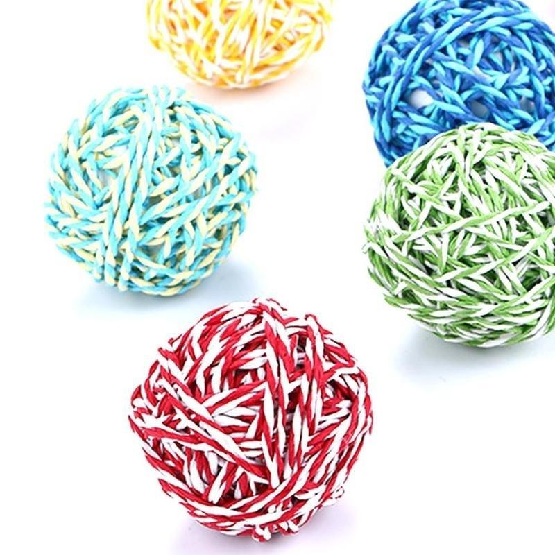 Haustier Katze Kätzchen Feder Sisal Ball Bunte Maus Kratzen Kauen Spielzeug