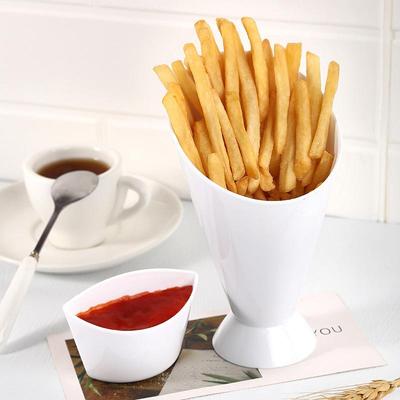 Fries Shelf Holder Assorted Sauce Chips Dip Snack Cone Stand Plastic Dip Cup Two Cup-Mouth Tableware Tray Container Kitchen Tool