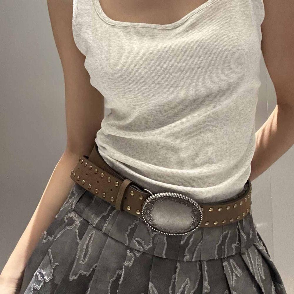 Zinc Zinc Alloy Punk Style Belt Metal Buckle Jeans Waistband Casual Retro Rivet Waist Belt  Spicy Girl