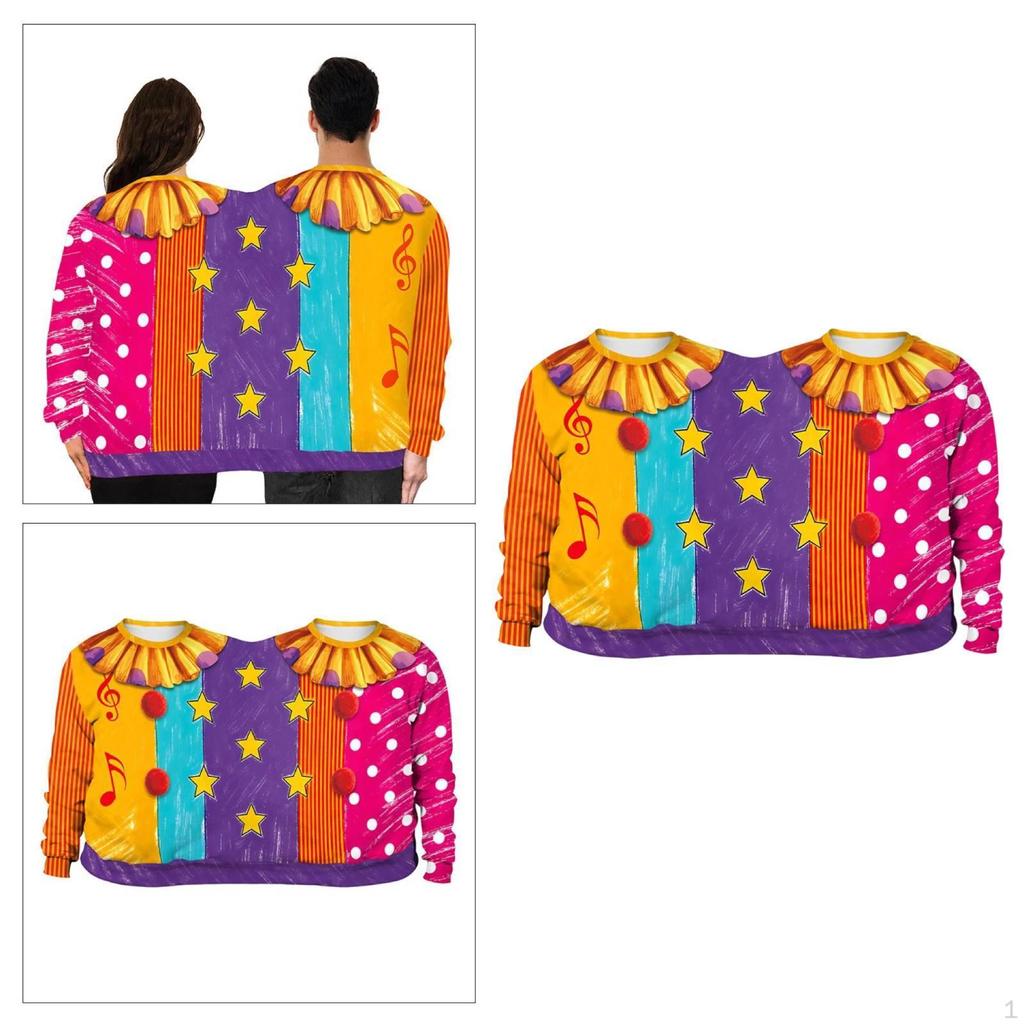 Clown Costume for Couples with Long Sleeves, Costume, Cosplay Accessory, Polyester, Adult