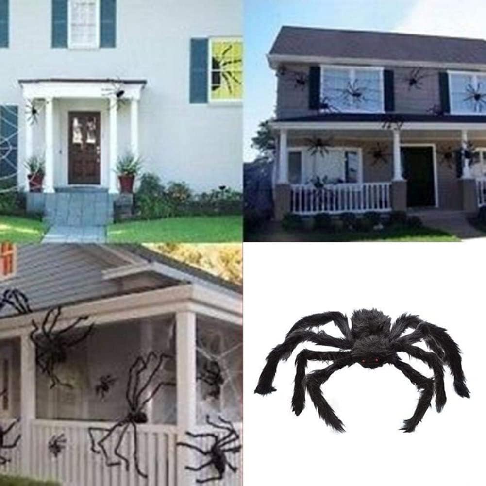 8pcs Halloween Spider Decor, Giant Scary Spiders Fake Hairy Spider Props Creepy Haunted House for Indoor Outdoor Yard Garden Home Party Supplies