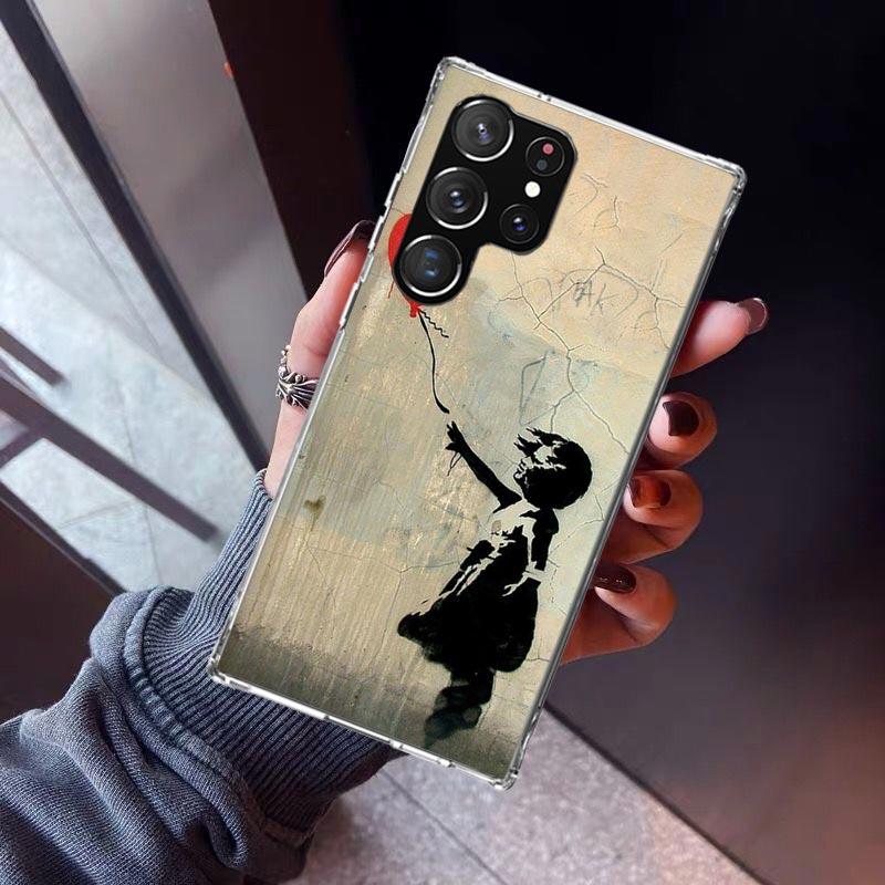 Street Art Banksy Graffiti Phone Case For Samsung Galaxy S23 S24 S25 Edge S26 Ultra S22 + S21 Plus S20 FE Cover Silicone Print S