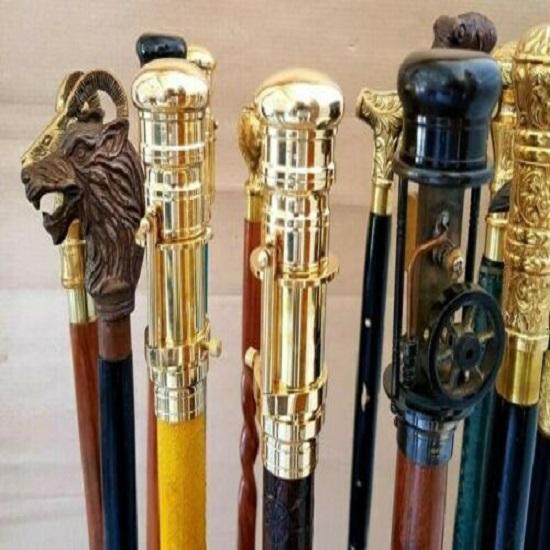 Wiktoriańskie dekoracyjne zabytkowe odlewane laski ręcznie robione stojaki na prezenty zestaw 16 sztuk