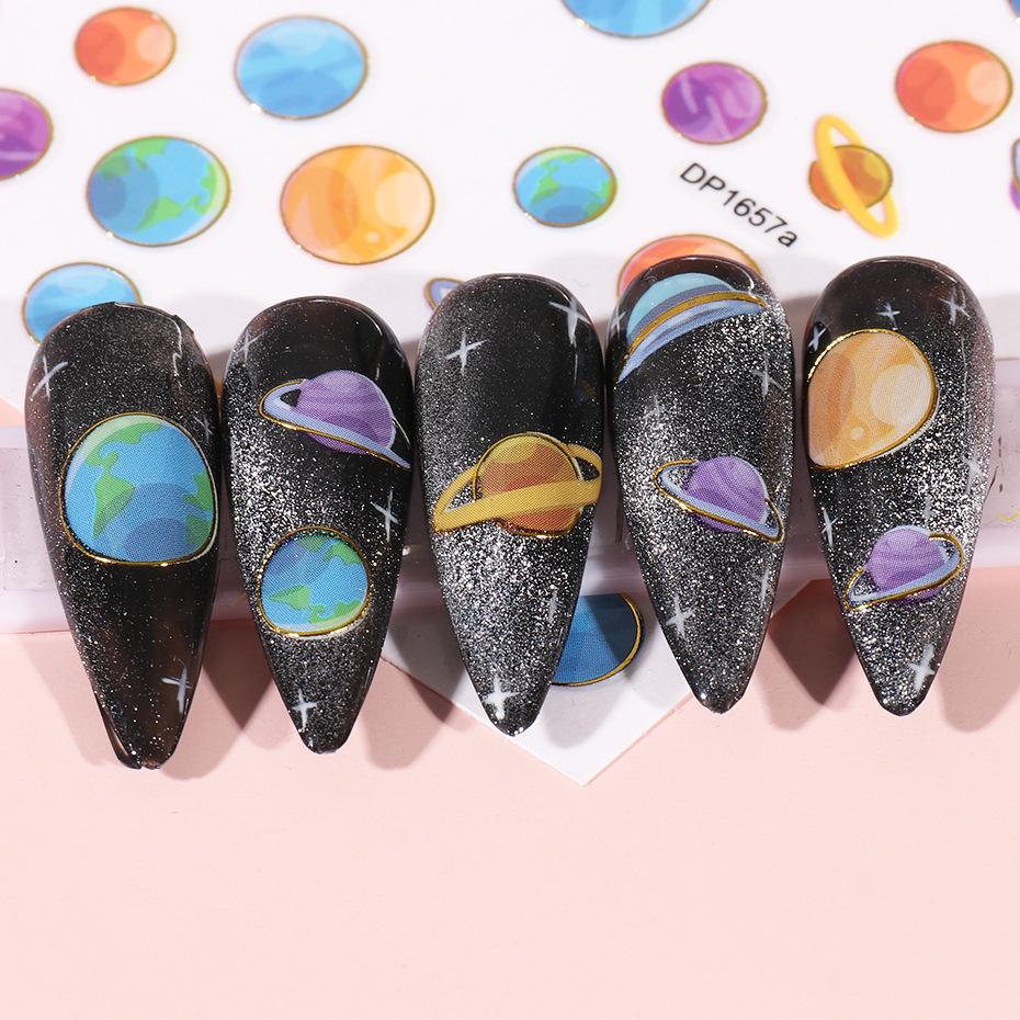 Fantasy Planet Galaxy Design Nail Stickers  Adhesive Slider Decals Nail Art Stickers Manicure Decorations