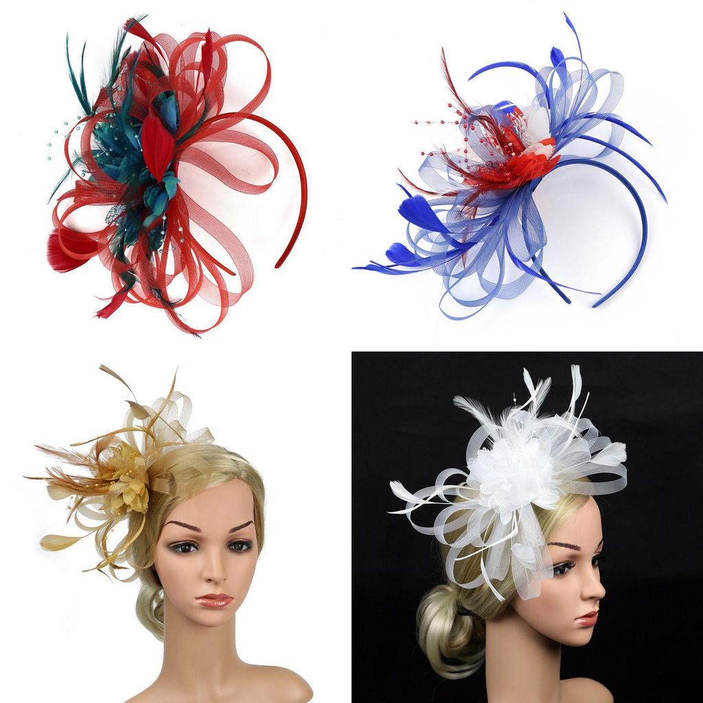 Bandeau élégant à plumes florales pour accessoires de cheveux pour femmes