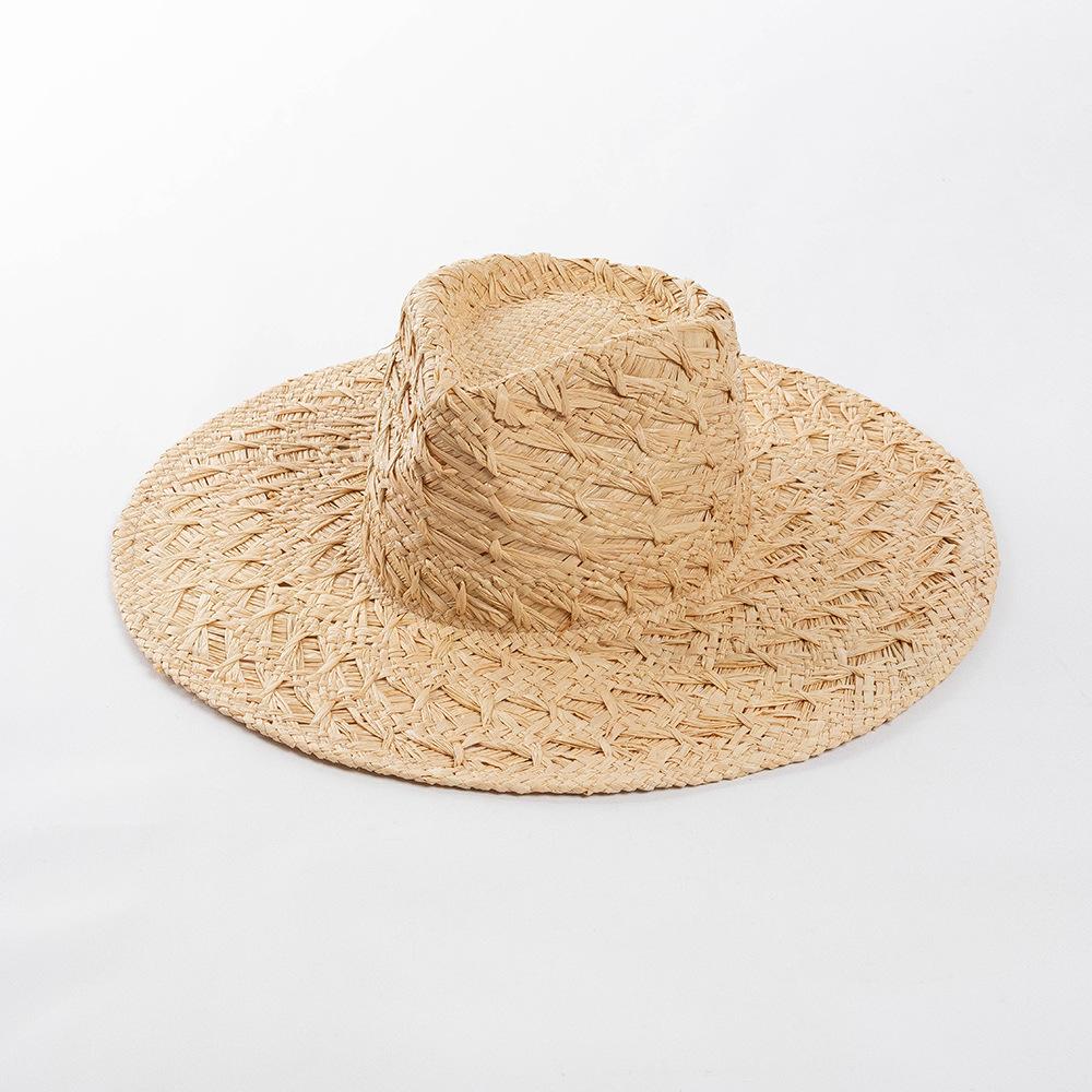 

USPOP New Fashion Natural Straw Sun Hats Chic Spring-Summer Hand-Woven Raffia Wide Brim Straw Hat for Beach 56-58cm