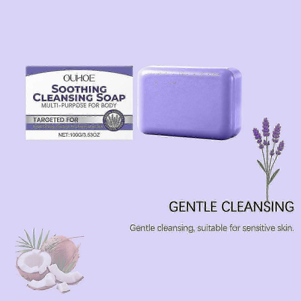 Lavender Natural Soap Bar - Gentle Cleansing for Face & Body - Infused with Soothing Lavender - For Men & Women - Soothing Care & Relief of Itchy