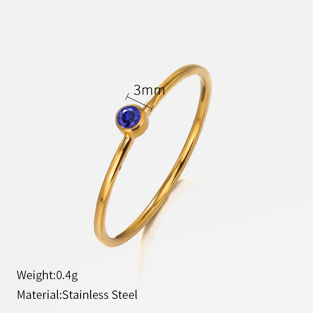 European and American fashion single colored diamond titanium steel ring female simple popular niche design plain ring stainless steel ring