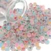 100Pcs/Lot 7mm Acrylic Luminous Beads Translucent Colorful Letter A-Z Flat Round Beads Diy Fashion Bracelet Necklace  Jewelry