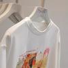 Japanese Retro Cartoon Children's Pure Cotton Printed Short-sleeved T-shirt Women's Summer Loose Chic Hong Kong Style Half-sleeved T-shirt Top