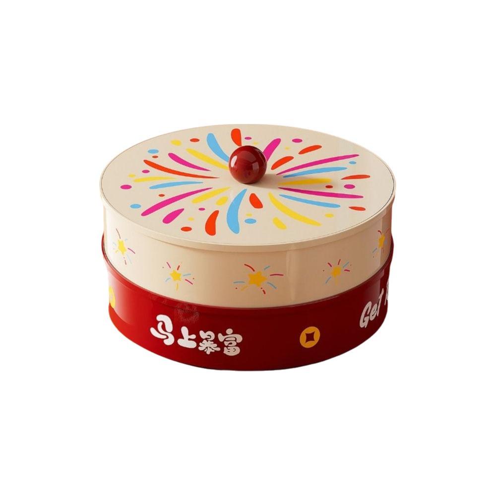 Round Dried Fruit Serving Tray Sealed Snack Plate Divided Candy Dessert Dish New Year