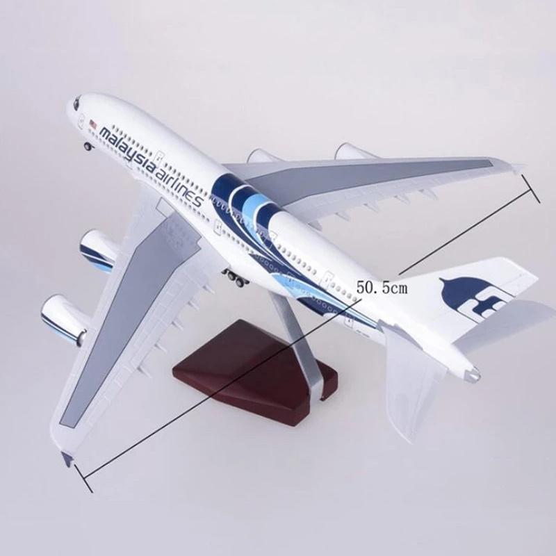 Scale 1:160 47cm Malaysia Aircraft Model A380 Plane Model Die-Cast Resin Aircraft Model Plane Parts For Collection Room Decor