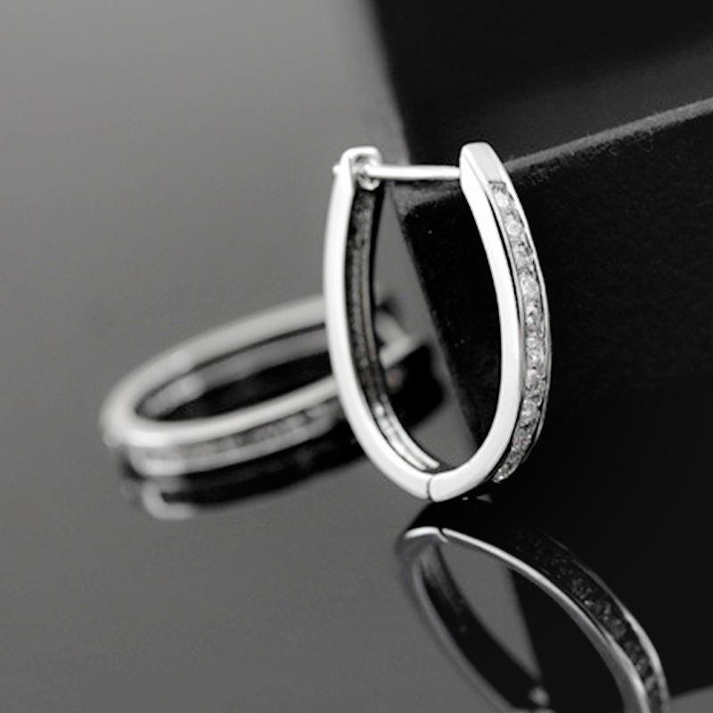 Jin Jiahua Hong Kong Fashion Silver-Plated Diamond Hoop Earrings