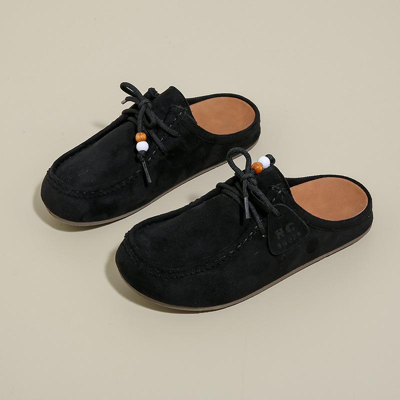 Little White Shoes Children's Autumn New Female Student Casual Trend Half Drag Versatile Women's Shoes