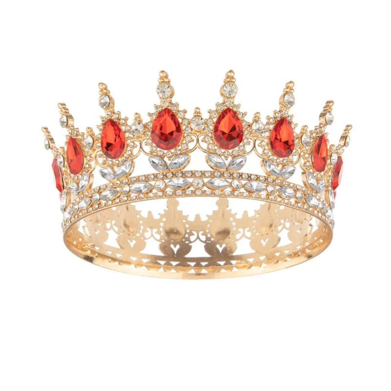 Big Crown Bridal Wedding Tiara Colorful Round Tiara Birthday Cake Decorative Ornament Queen Atmosphere