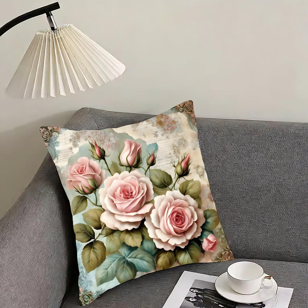 Rose Elegant Cushion Cover Pillowcase Ultra Soft Skin Friendly Fabric Cloud Like Comfort  Concealed Zipper