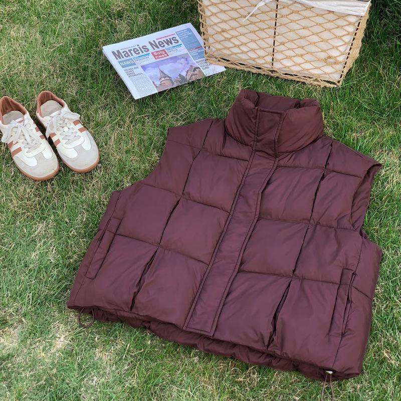 

Пуховый хлопковый жилет женский короткий зимний новый топ жилет жилет свободный жилет модное пальто женское 2XL бордовый