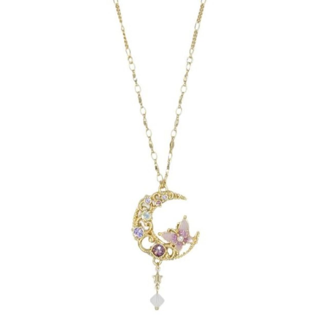 Butterfly and Crescent Moon Motif Necklace SAXN049760XP [Anna Sui] розовый