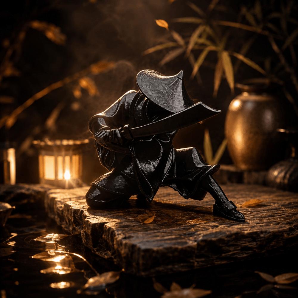 Decoration Ancient Warrior Statue Japanese Style Ninja Statue Cool Swordsman Figurine Indoor Use