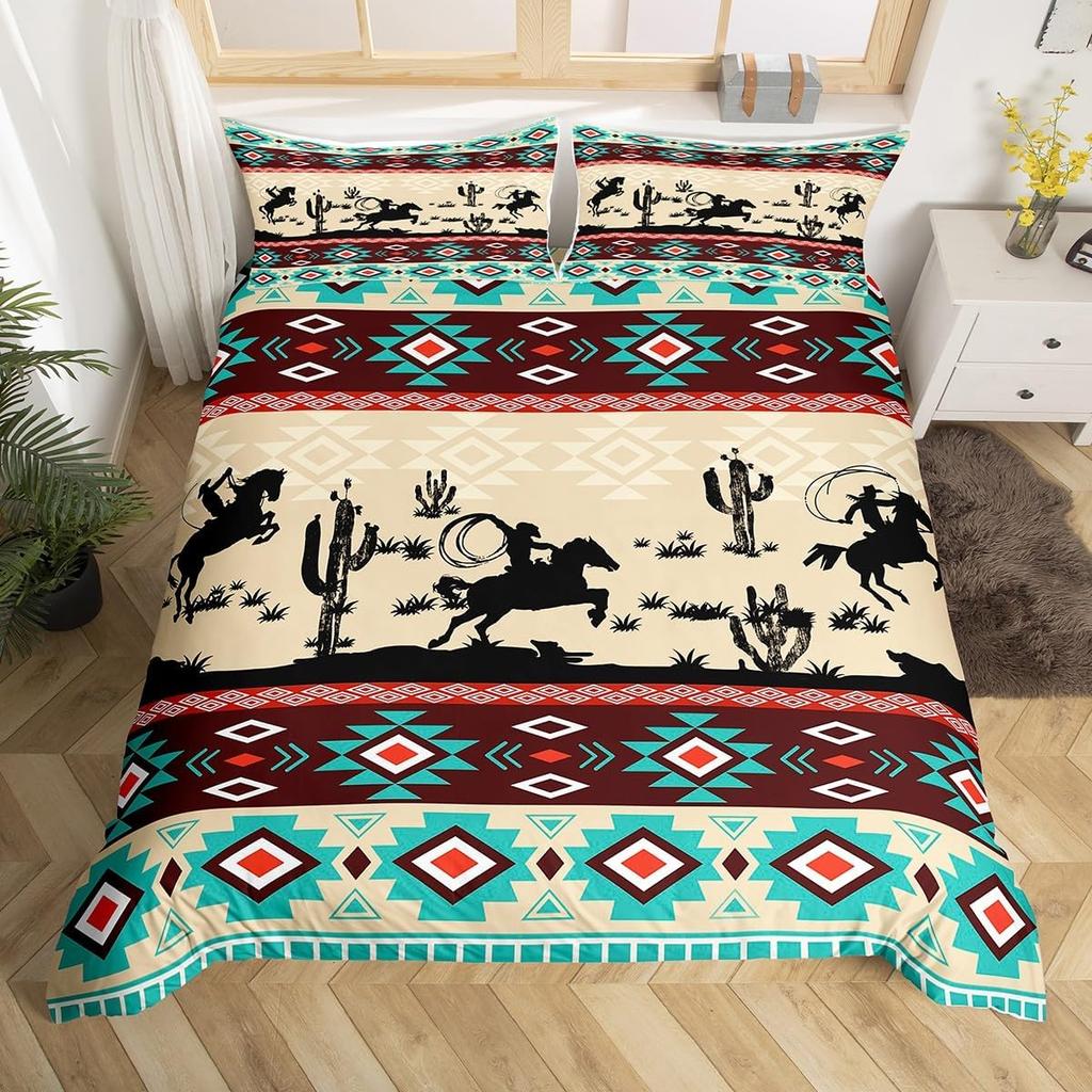 Comforter Geometric Stripes Tribal Style Queen King Size Western Cowboy Style Bedding Set Home Decor 3 Pcs With 2 S