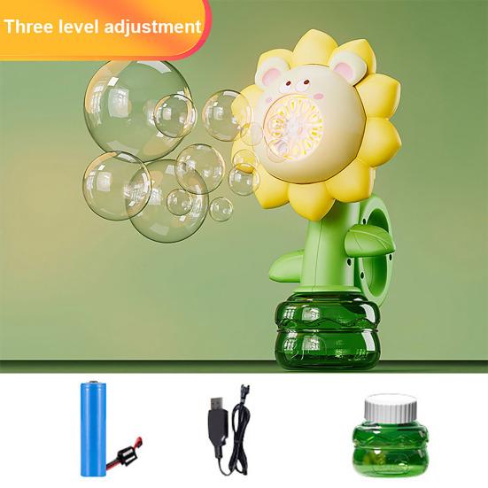 Electric Bubble Machine with LED Light Show Rechargeable Kids Bubble Blower Flower Automatic Swing Dance Handheld Kids Bubble Maker Outdoor Party Toys