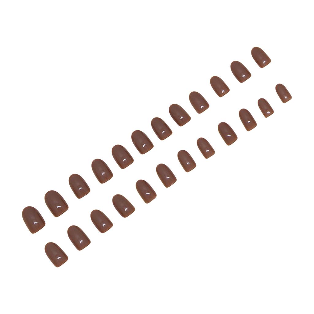 Coffe Milk Color Simple False Nails 24 Pieces Natural Lightweight Comfortable Wear