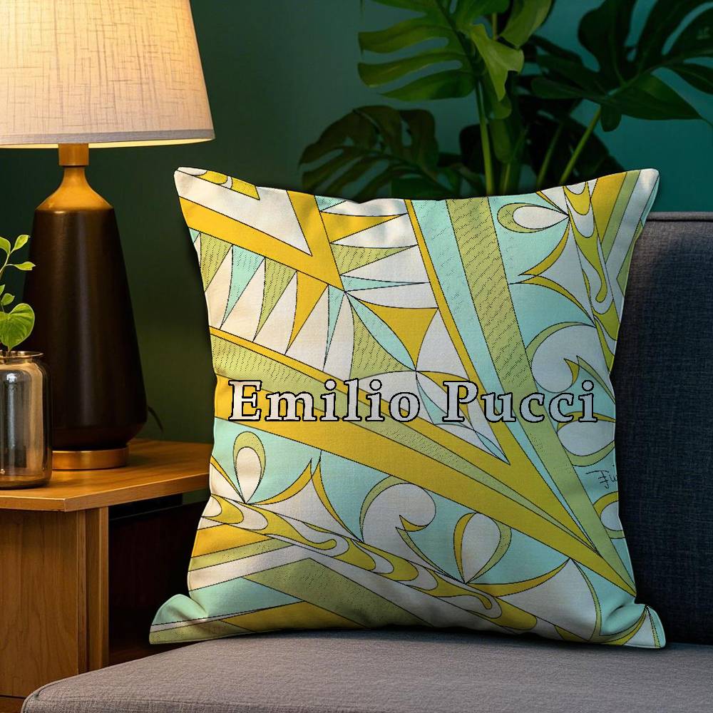 Fashion EEEEmilio logo PPucci Pillow Case Plush Fabric Soft Double Sided Print Sofa Cushion Cover Throw Pillow Covers