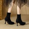 Skinny Heel Socks Boots Skinny Elastic Season Single Boots Short Boots Women's Skinny Boots Fashion Sweet Pointed Short Tube