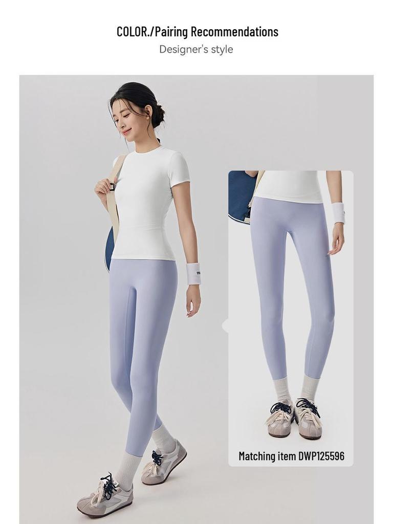 Women's Spring-Summer Slim Fit Yoga T-Shirt: Short Sleeve, Nude Feel, Outdoor Pilates & Running