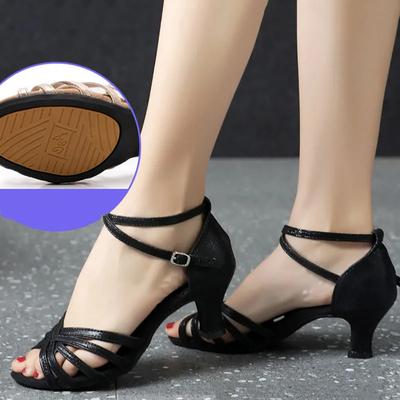 Latin Dance Shoes Women Square Dance Social Soft Sole Waltz Lightweight Shockproof Synthetic Leather Shoes Adults